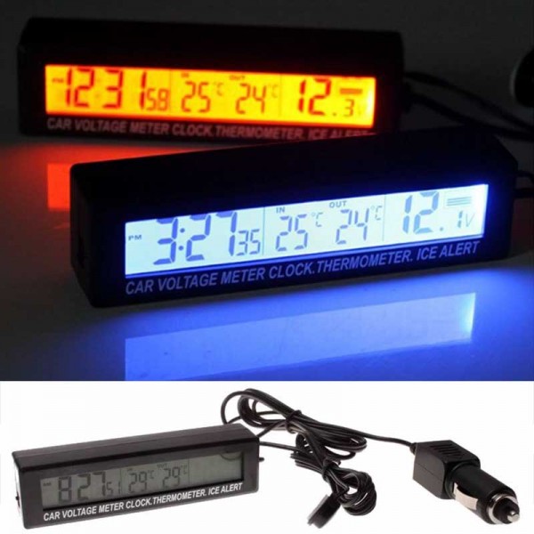 Digital Clock, Inner/Outer Temperature & Voltage Meter VST-7010V