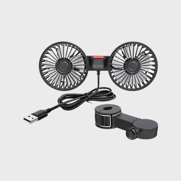 Dual Head Car Fan F4207 - 120° Rotation with USB Interface