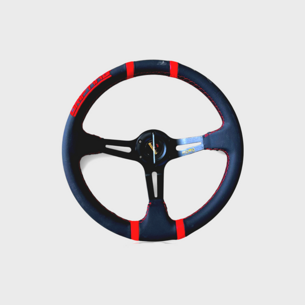 Momo Steering Wheel Deep Dish With Leather Stitching