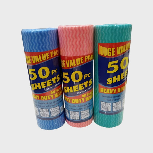 Multi-Purpose Reusable Washable Wipes 50 Sheets Roll