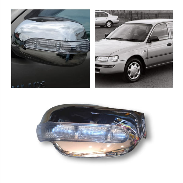 Toyota Corolla Indus 1996-2000 Side Mirror Chrome Cover With LED Flasher Light